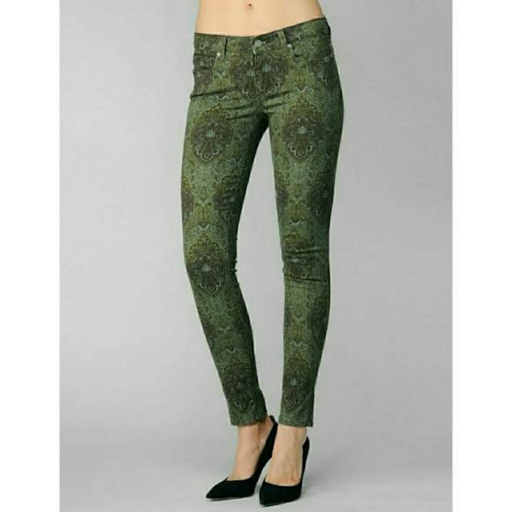 PAIGE Green Verdugo Paisley Ultra Skinny Jeans 28